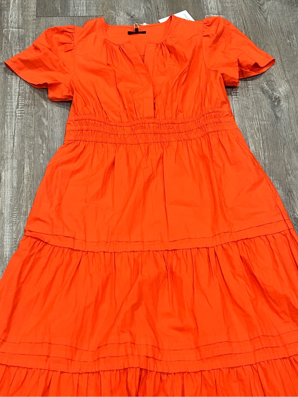 Quince 100% Organic Cotton Poplin Tiered Maxi Dress Vermillon Red L - Picture 6 of 14